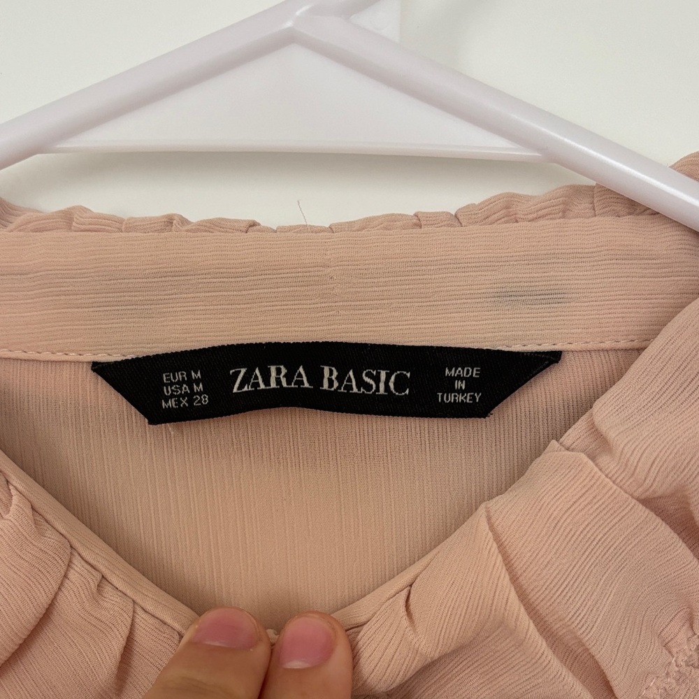Women’s Ruffle Button-Front Blouse - Blush - Picture 6 of 6